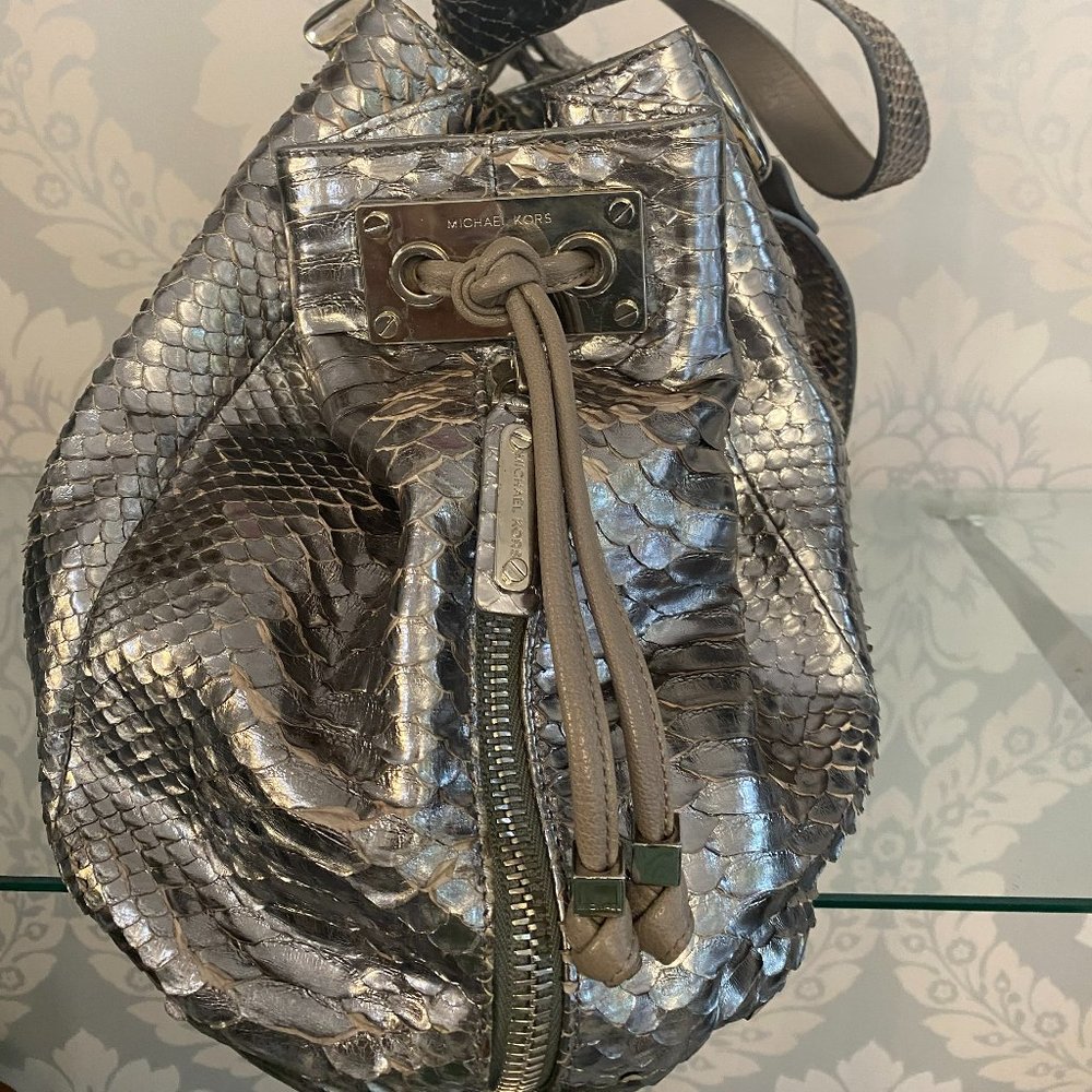 Michael Kors/Italy Metallic Python Silver Snake S… - image 6
